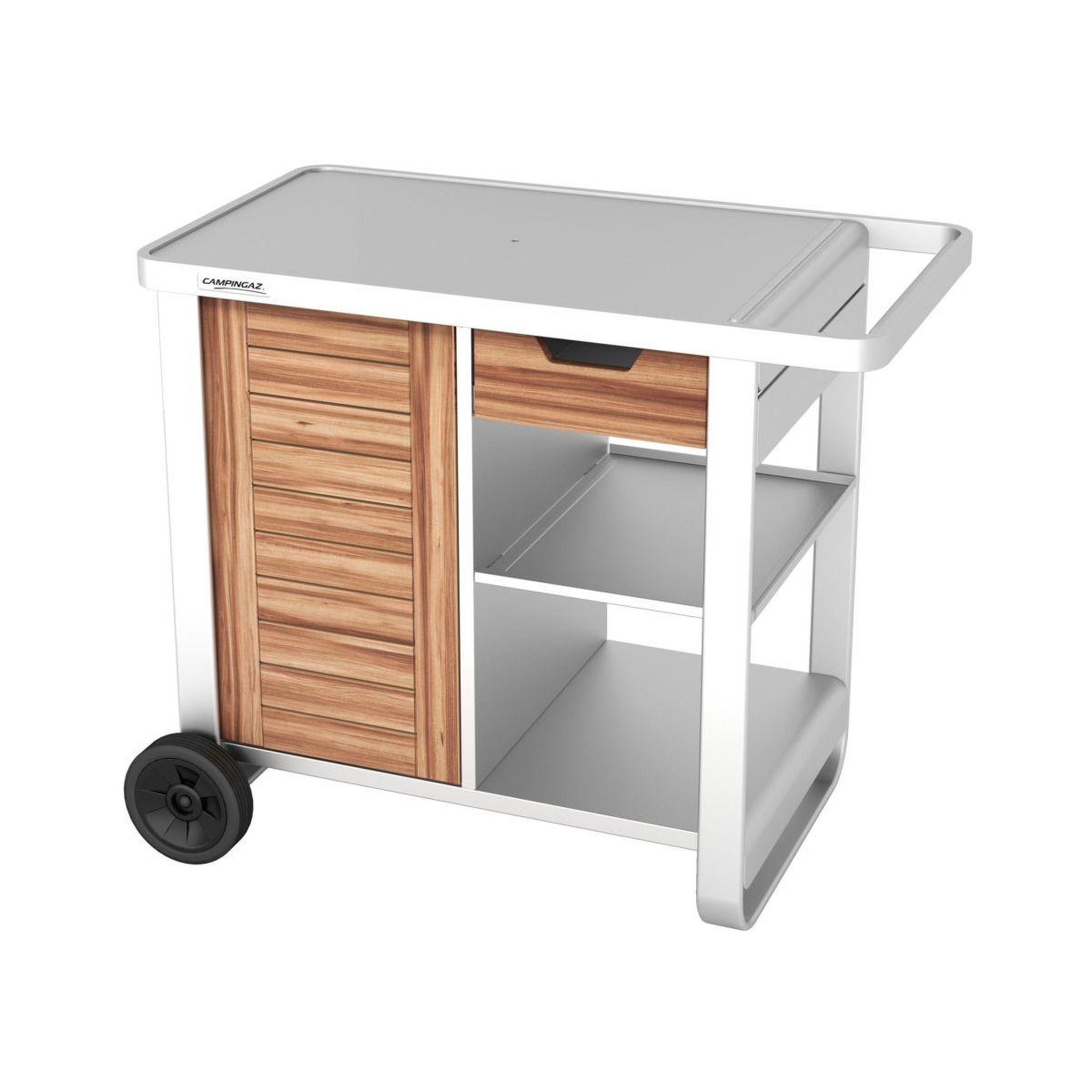 Voir la diapositive 3 : CAMPINGAZ Chariot plancha woody deluxe compatible plancha 2 et 3 brûleurs blue flame, sorio et master
