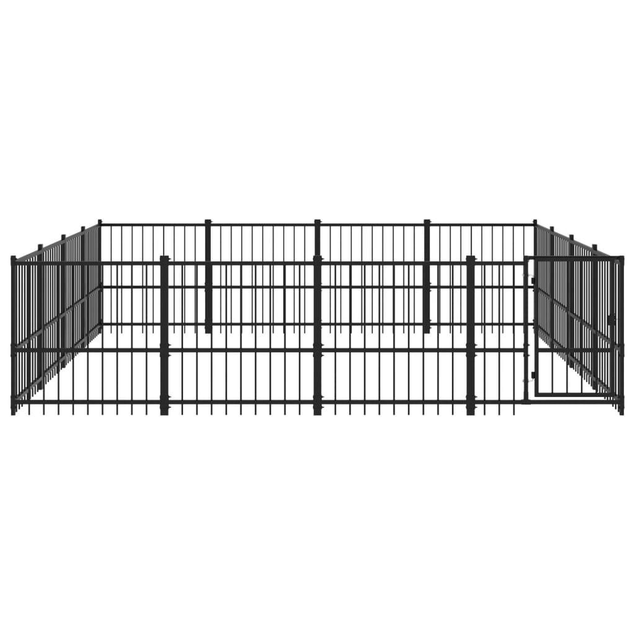 Voir la diapositive 3 : VIDAXL Chenil d'exterieur pour chiens Acier 15,05 m²