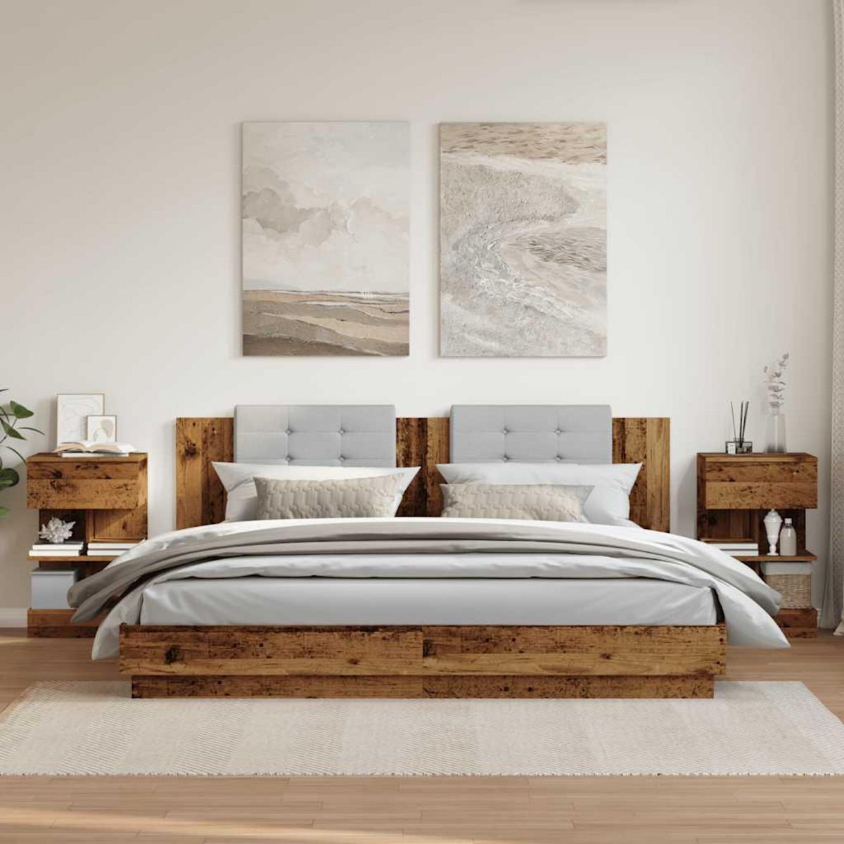 VIDAXL Tables de chevet 2 pcs vieux bois 40x35x65 cm bois d'ingenierie