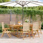 VIDAXL Ensemble a manger de jardin 7 pcs beige rotin et bois massif