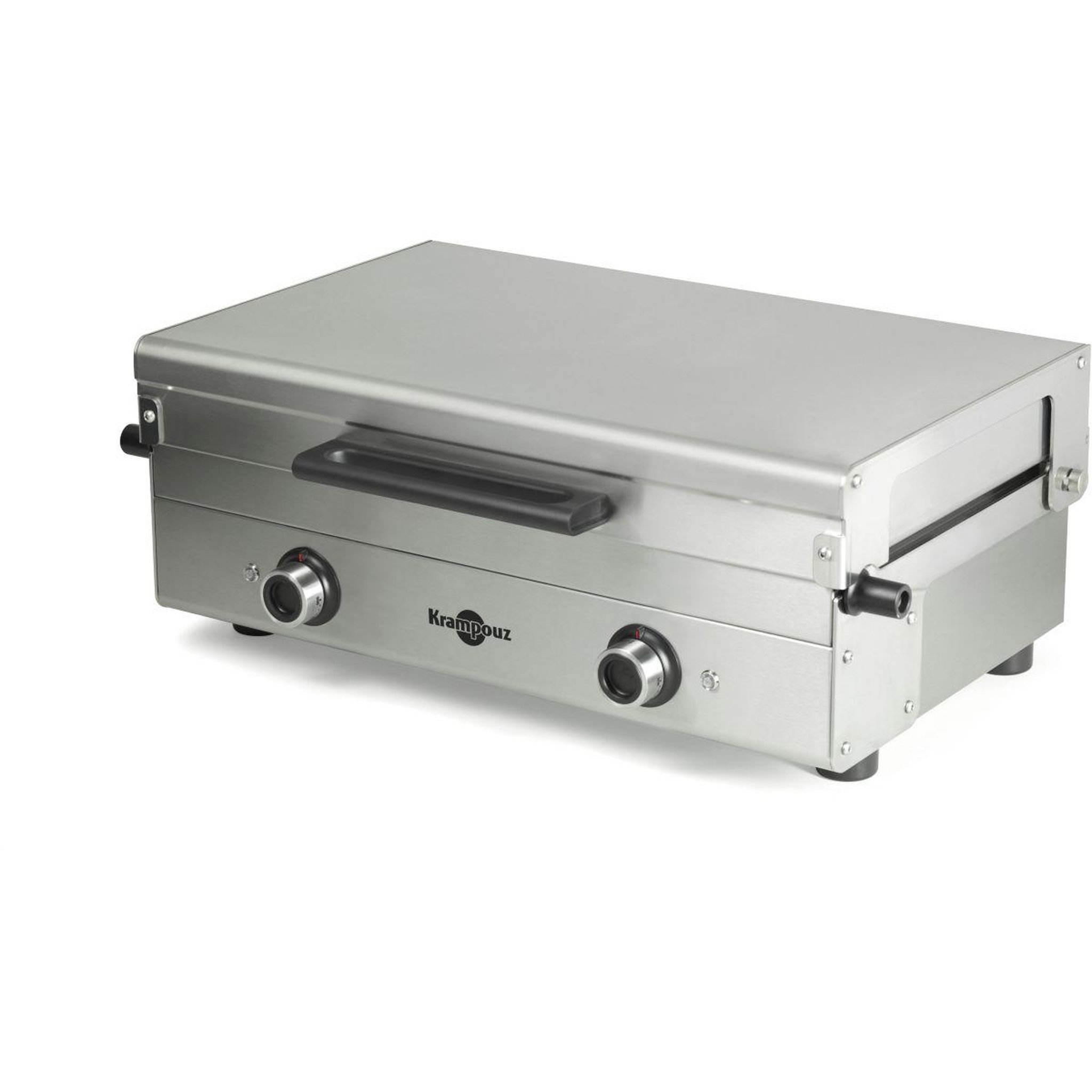 Voir la diapositive 2 : KRAMPOUZ Plancha électrique Club inox 2 brûleurs à poser, 65.5x39.5 cm