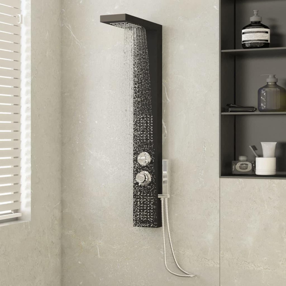 VIDAXL Systeme de panneau de douche Aluminium Noir