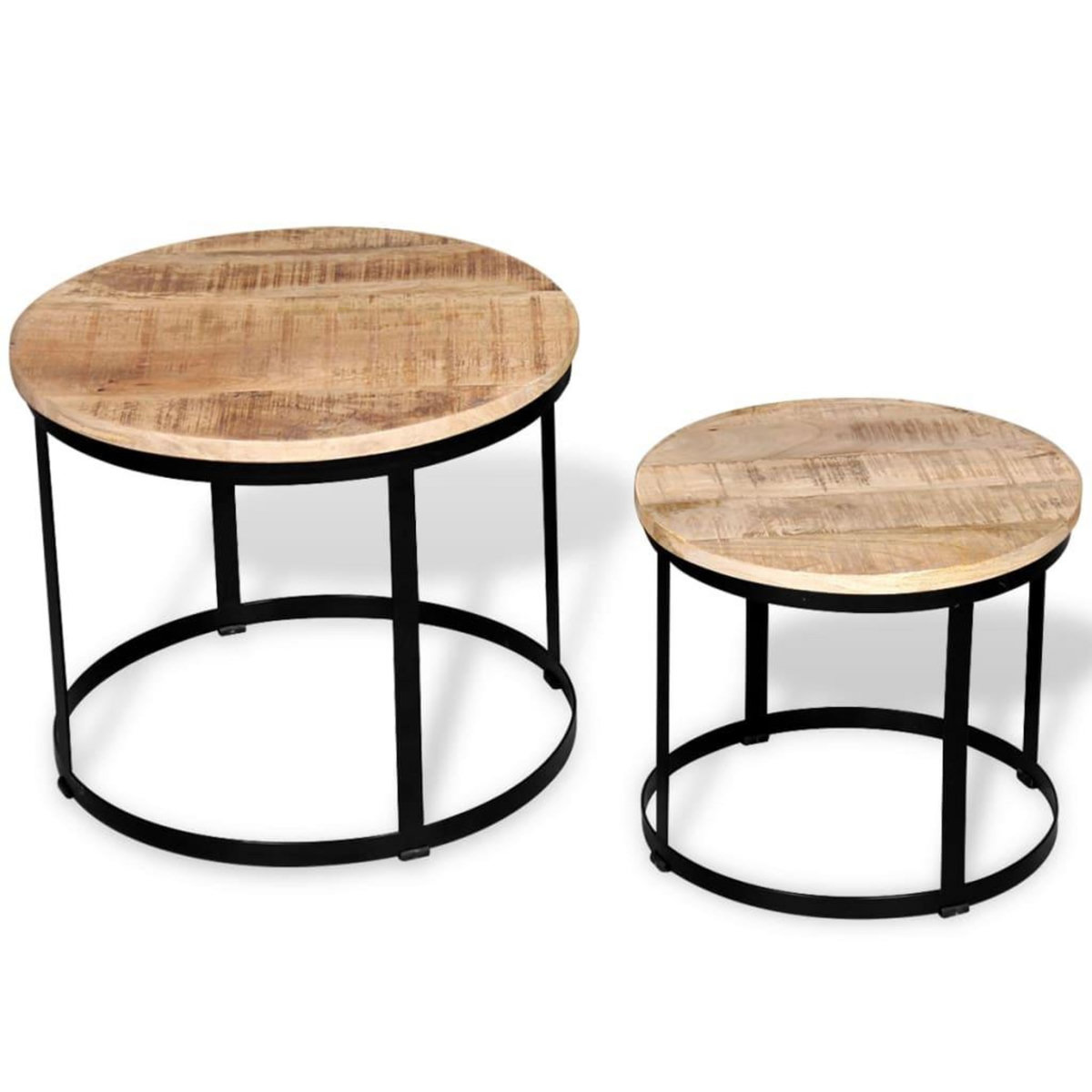 VIDAXL Table basse 2 pcs Bois de manguier brut Rond 40/50 cm