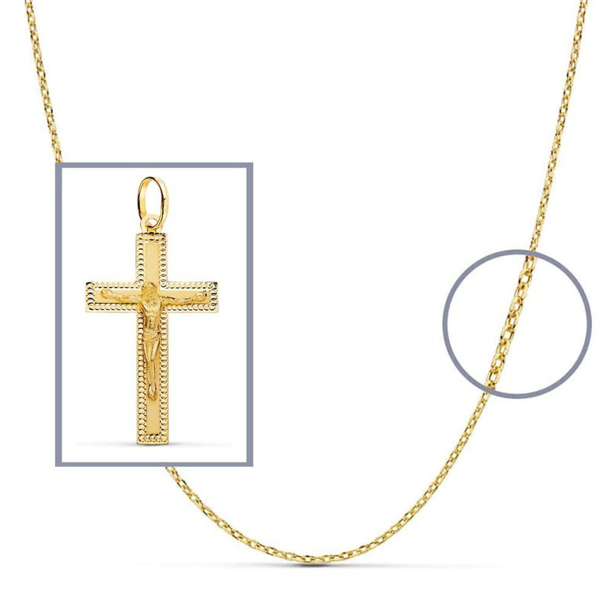 L'ATELIER D'AZUR Pendentif  - Médaille Christ sur la Croix Or 18 Carats 750 Jaune - Chaine Offerte