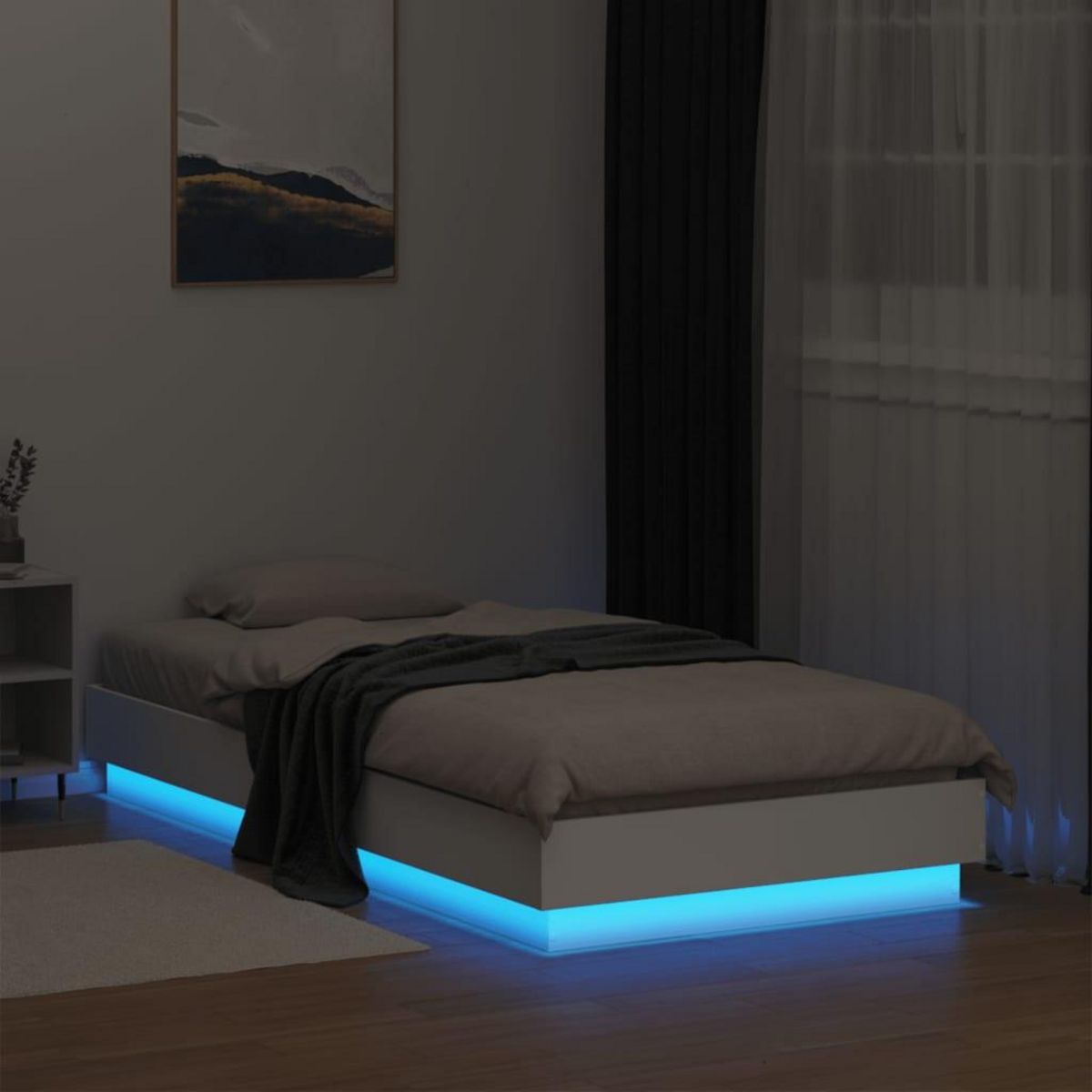 VIDAXL Cadre de lit sans matelas avec lumieres LED blanc 75x190 cm