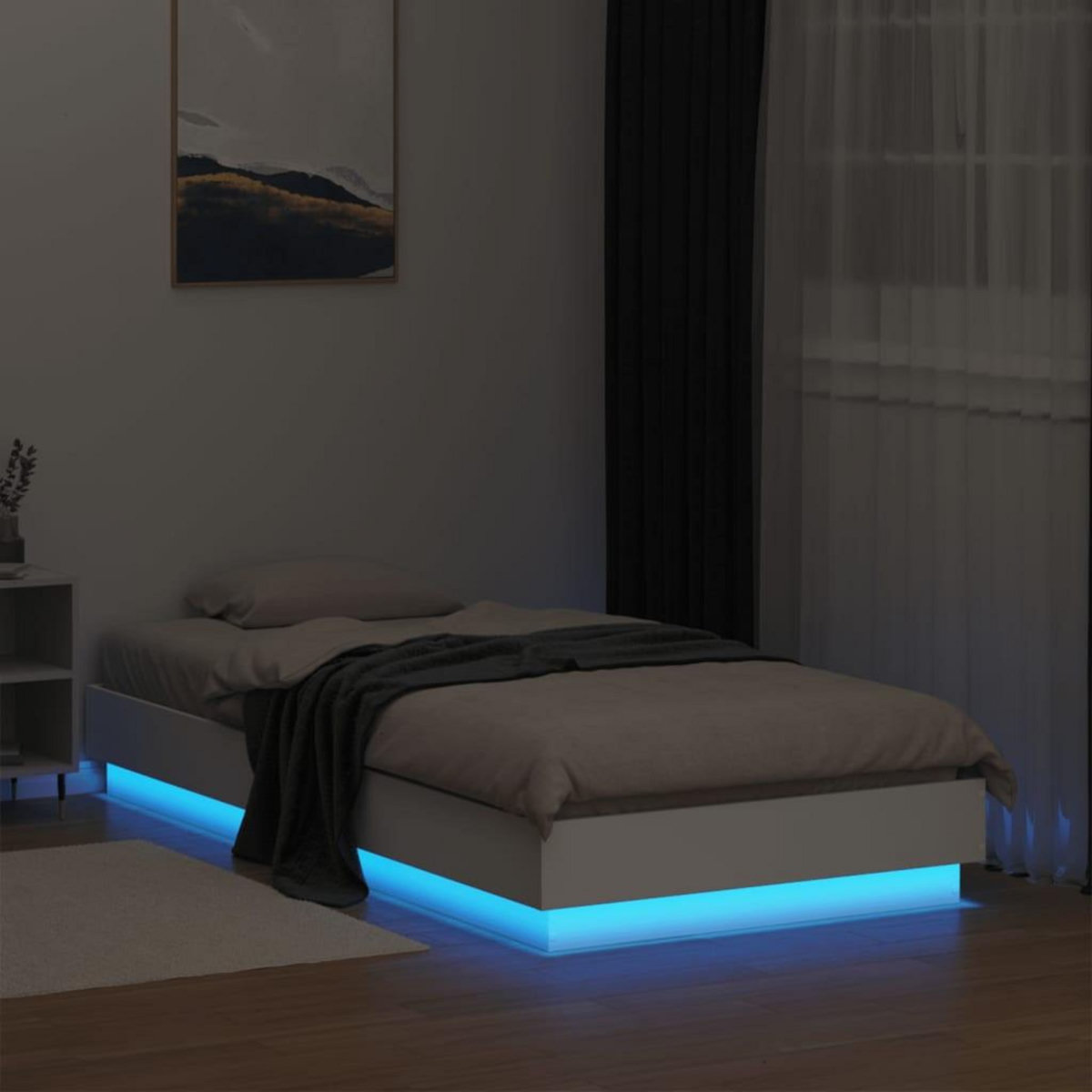 VIDAXL Cadre de lit sans matelas avec lumieres LED blanc 75x190 cm