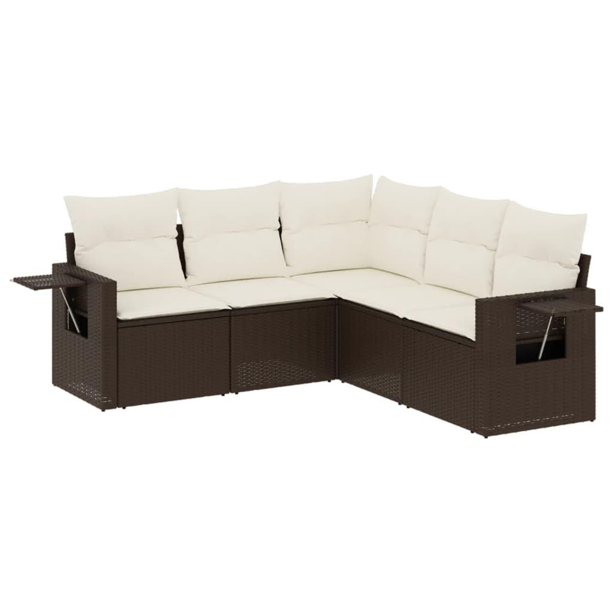 Voir la diapositive 2 : VIDAXL Salon de jardin avec coussins 5 pcs marron resine tressee