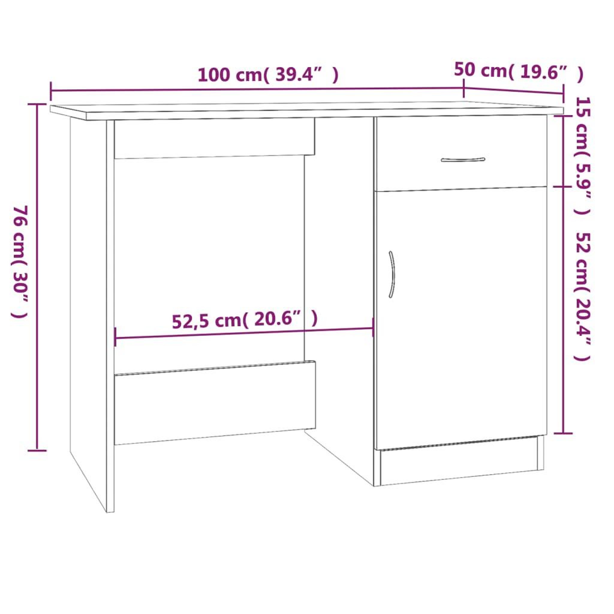 Voir la diapositive 6 : VIDAXL Bureau Sonoma gris 100x50x76 cm Bois d'ingenierie