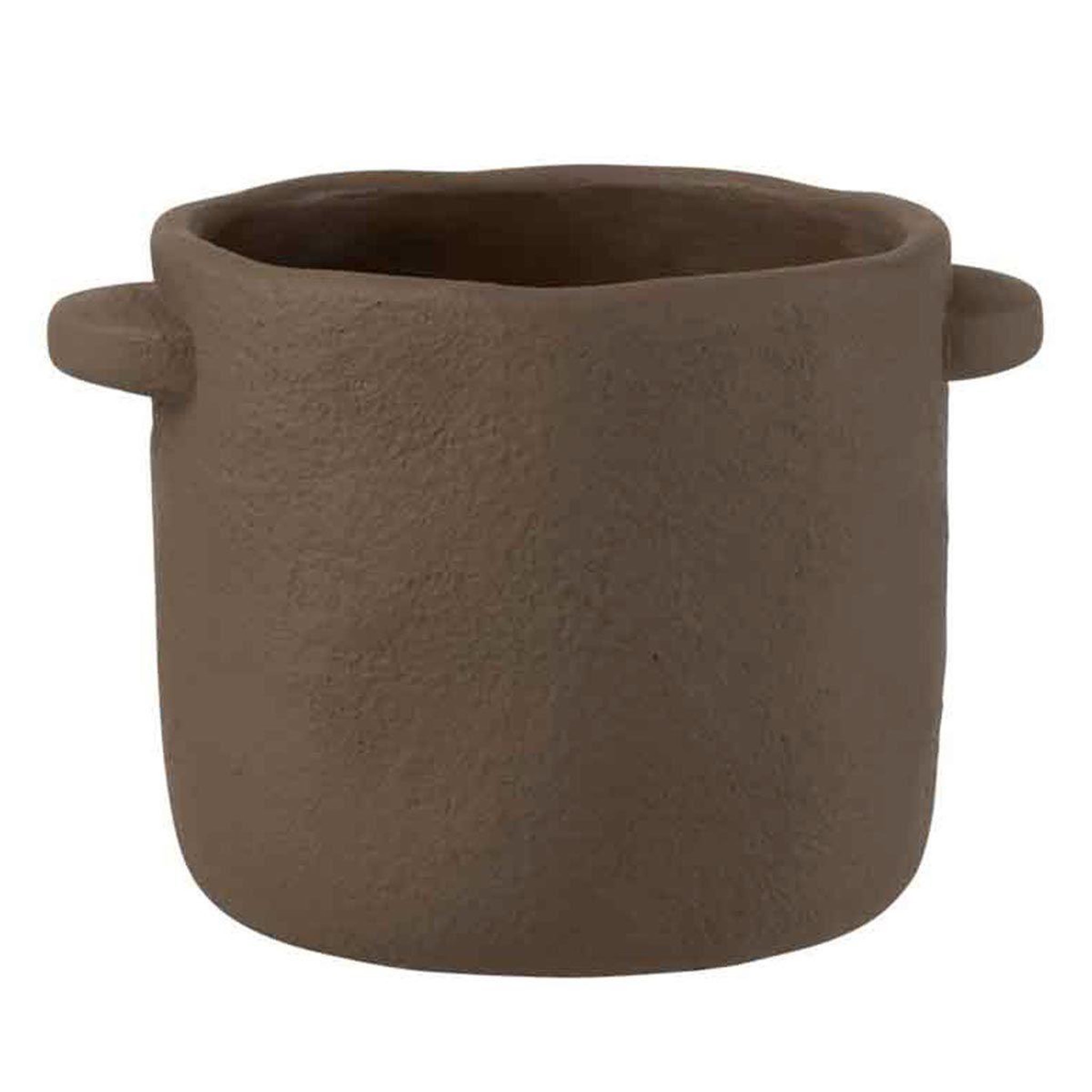 Voir la diapositive 1 : J-LINE Cache-Pot en Ciment  Gustave  24cm Marron Foncé