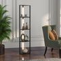 Voir la diapositive 2 : HOMCOM Lampadaire étagère LED d'angle réglable - lampe étagère 4 niveaux design dim.41x29x163cm - MDF noir