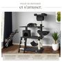 Voir la diapositive 5 : tectake Arbre à chat 141 cm avec griffoir et plateforme d'escalade noir