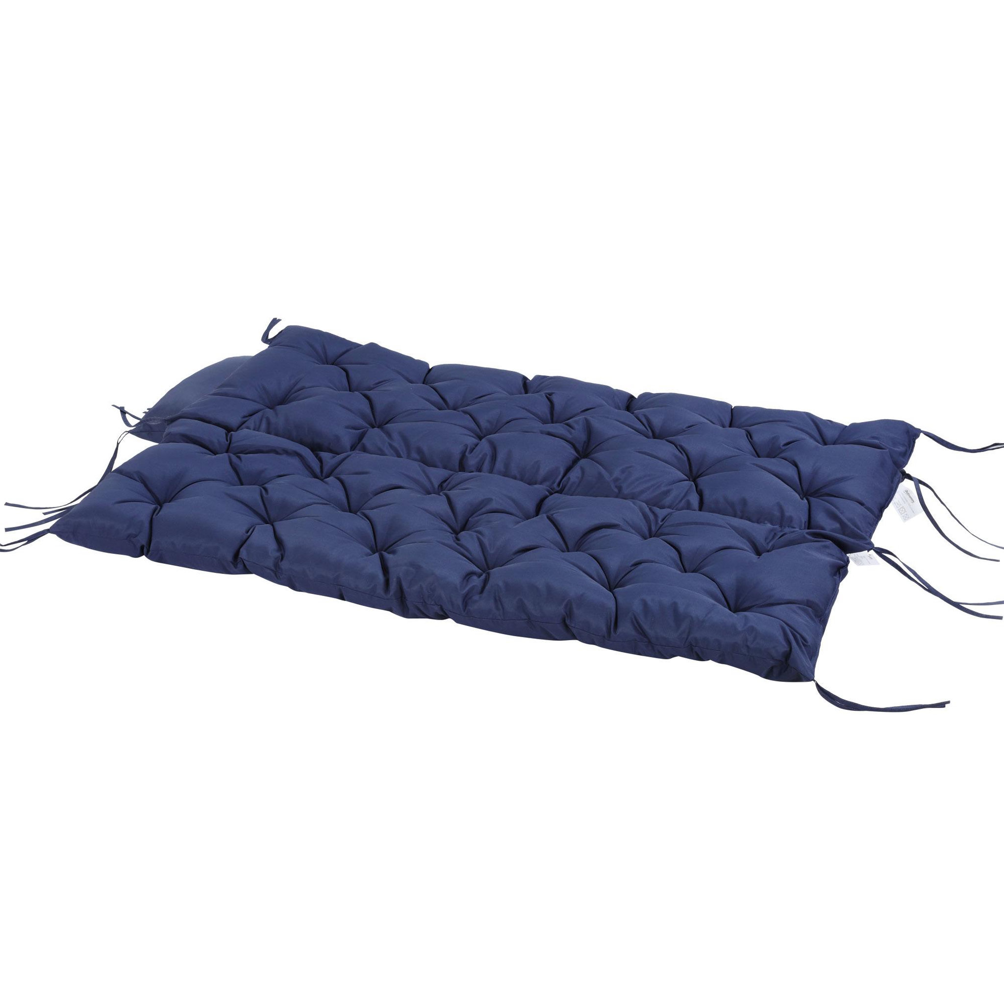 Voir la diapositive 4 : OUTSUNNY Coussin matelas assise dossier pour banc de jardin balancelle canapé 3 places grand confort 150 x 98 x 8 cm bleu