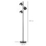 Voir la diapositive 3 : HOMCOM Lampadaire design industriel 3 ampoules max. 40 W abats-jours orientables acier noir