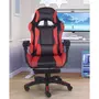 CONCEPT USINE Chaise de gaming massante noire et rouge avec repose pieds ULTIM