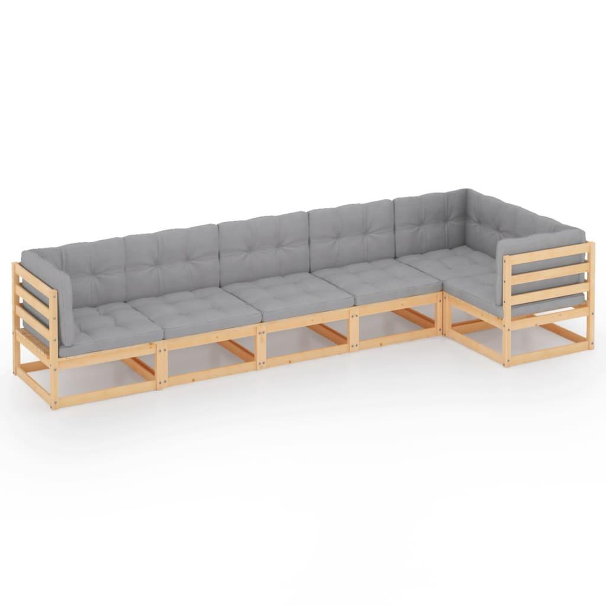 Voir la diapositive 2 : VIDAXL Salon de jardin 6 pcs avec coussins Bois de pin massif