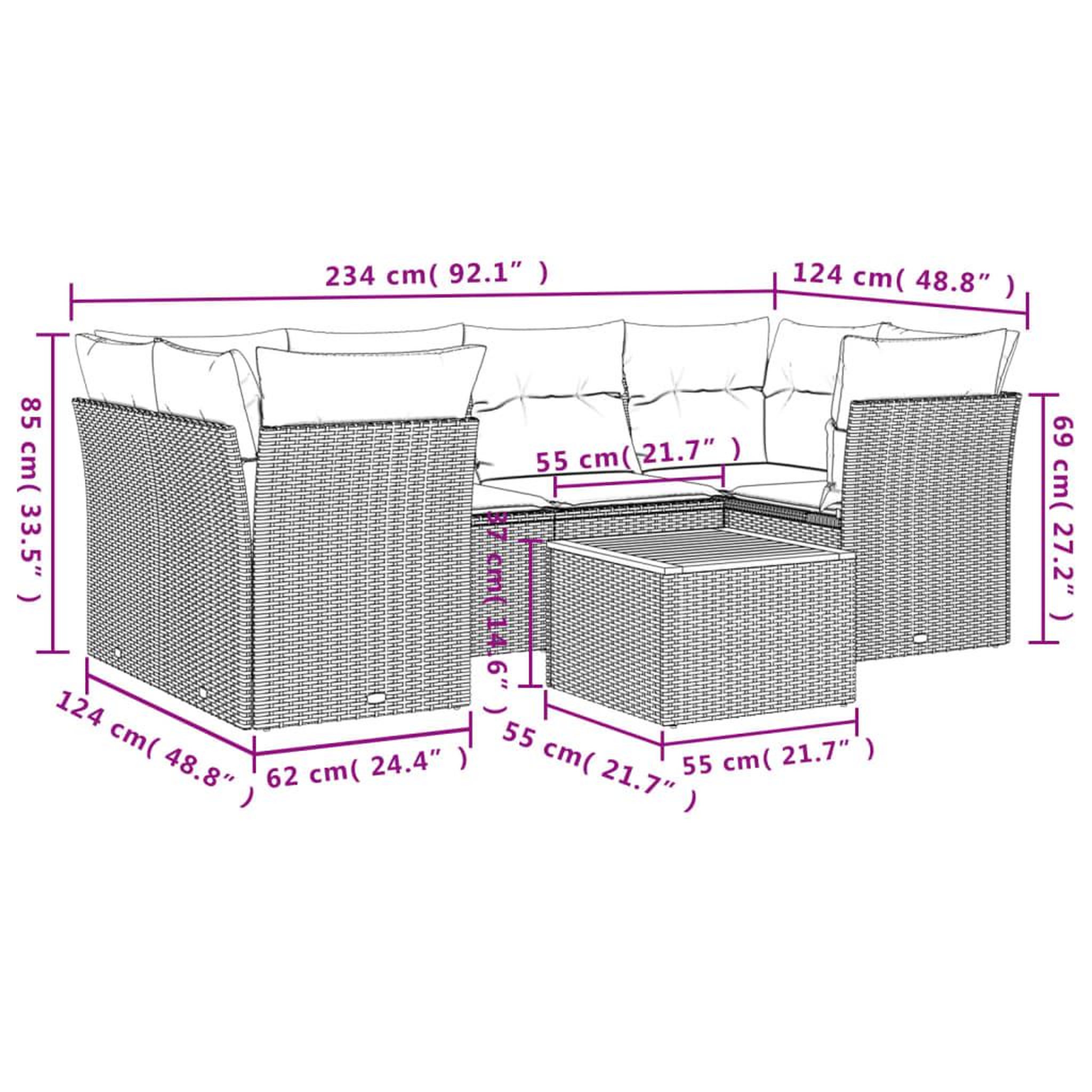 Voir la diapositive 6 : VIDAXL Salon de jardin avec coussins 7 pcs gris resine tressee