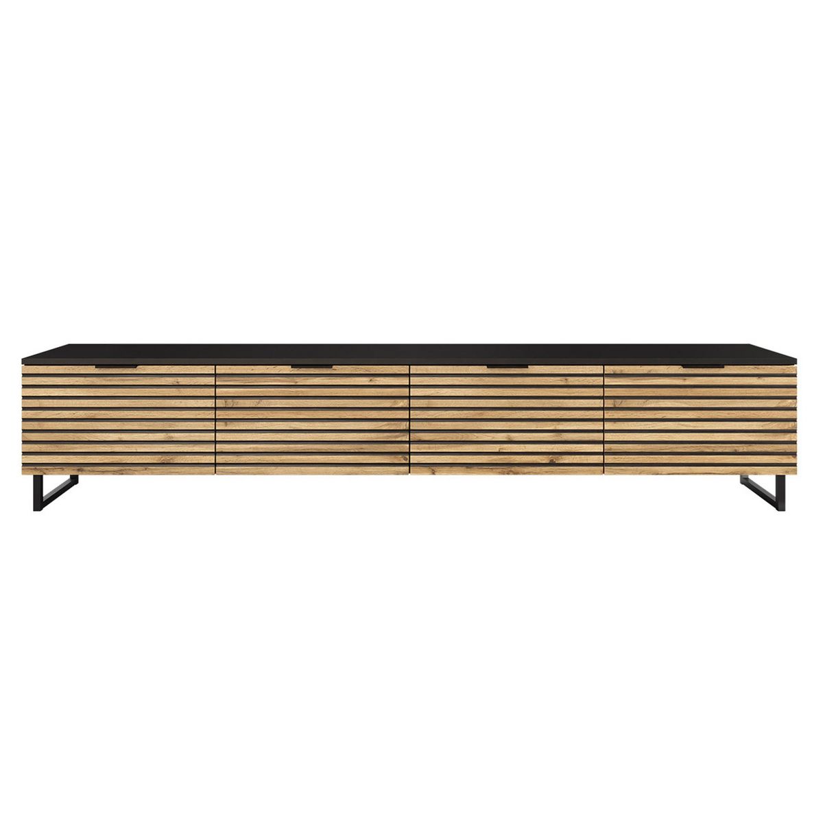 BEST MOBILIER Olympie - meuble tv - effet bois et noir - 200 cm