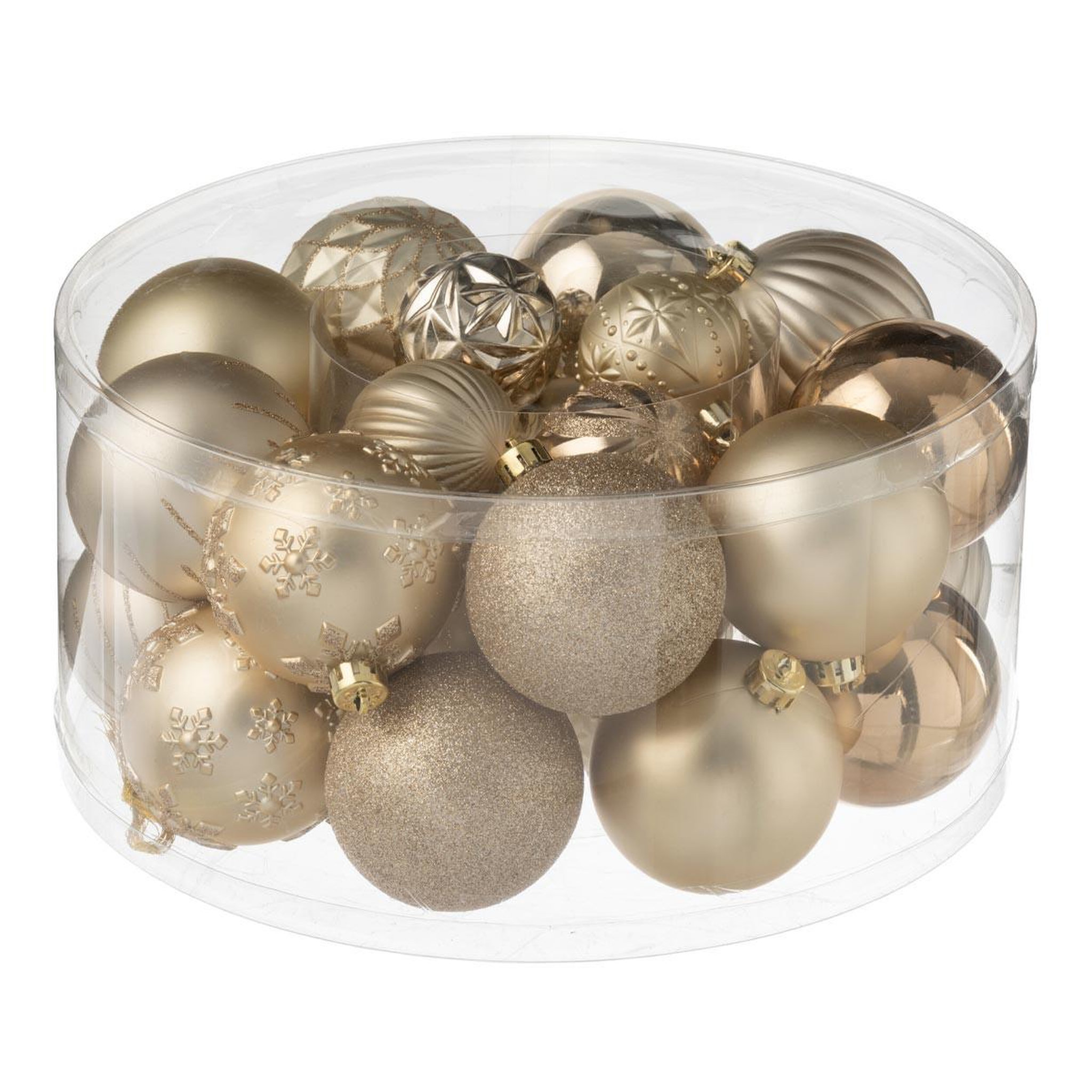 J-LINE Lot de 30 boules de noël  night  31cm beige & écru