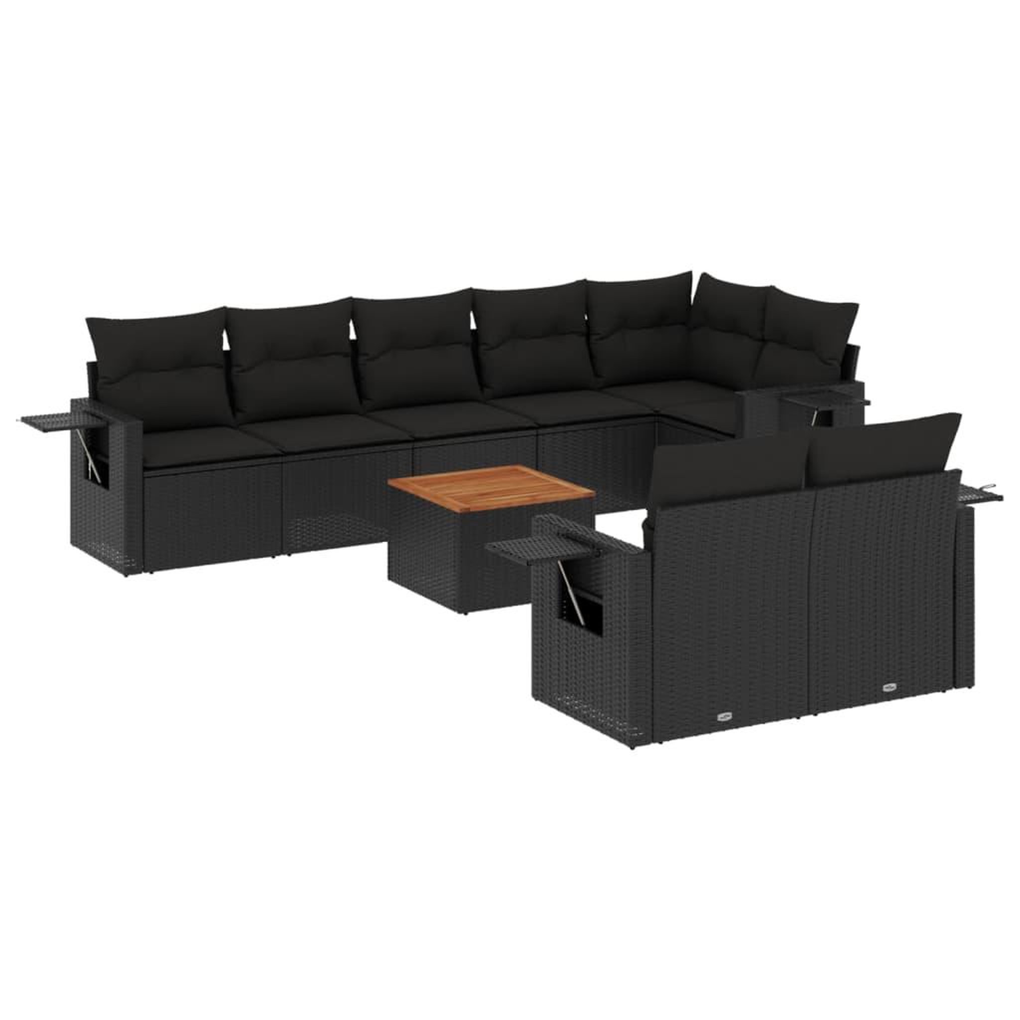 Voir la diapositive 2 : VIDAXL Salon de jardin 9 pcs avec coussins noir resine tressee