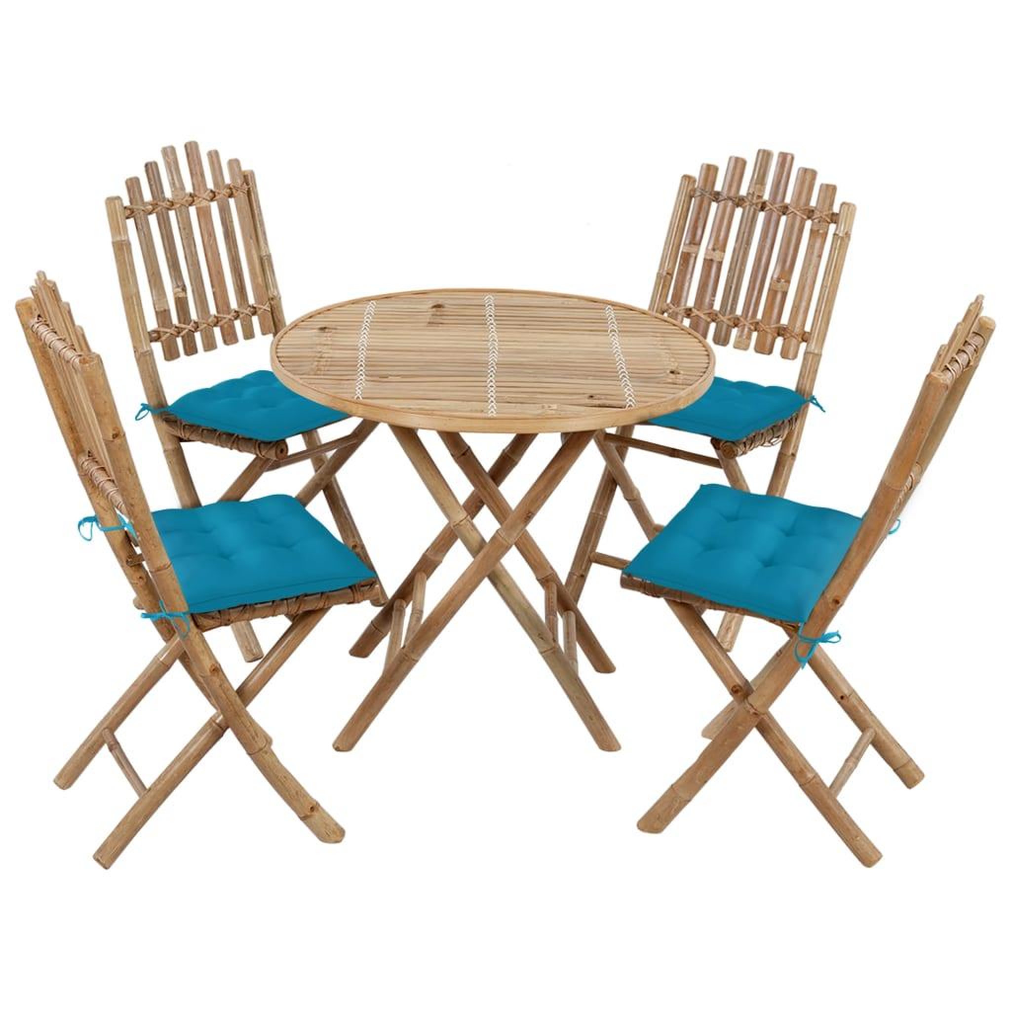 Voir la diapositive 1 : VIDAXL Ensemble a manger d'exterieur pliable 5pcs avec coussins bambou