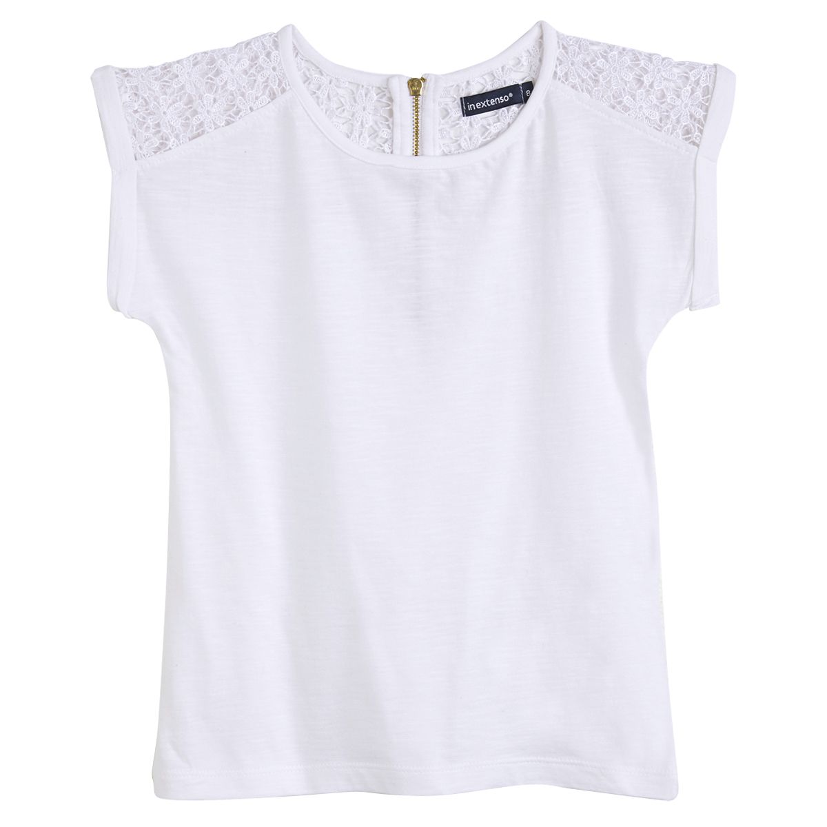 IN EXTENSO Tee-shirt manches courtes épaules brodées fille