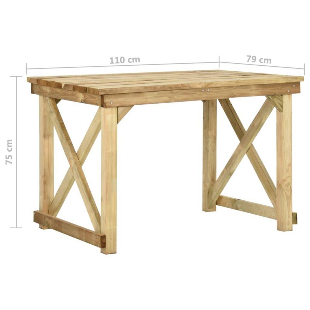 VIDAXL Table de jardin 110x79x75 cm Bois de pin impregne
