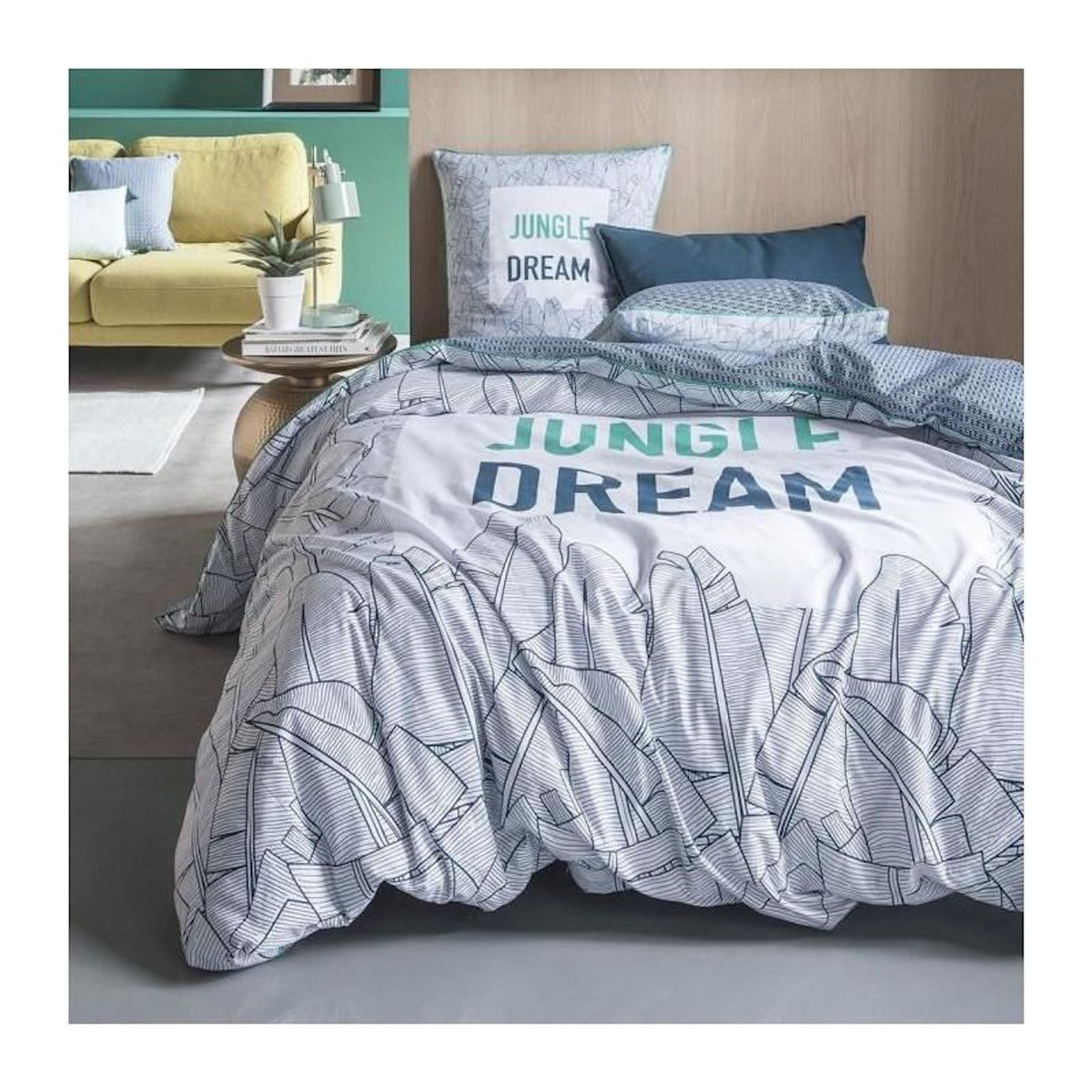 Today TODAY TROPIK SUMMER Parure de lit Jungle Dream 100% coton - 1 Housse de couette 240 x 260 cm et 2 taies d'oreiller 63 x 63 cm -