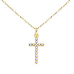 L'ATELIER D'AZUR Collier - Médaille Croix Or 18 Carats 750/000 Jaune et Zirconiums - Chaine Dorée