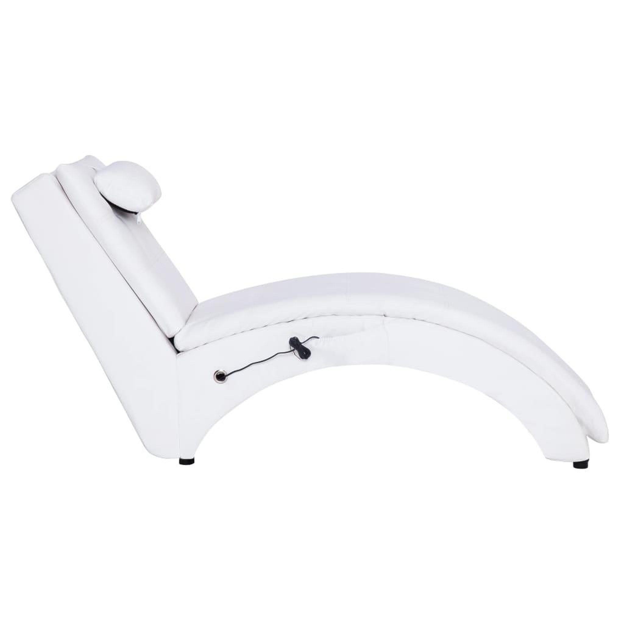 Voir la diapositive 3 : VIDAXL Chaise longue de massage avec oreiller Blanc Similicuir