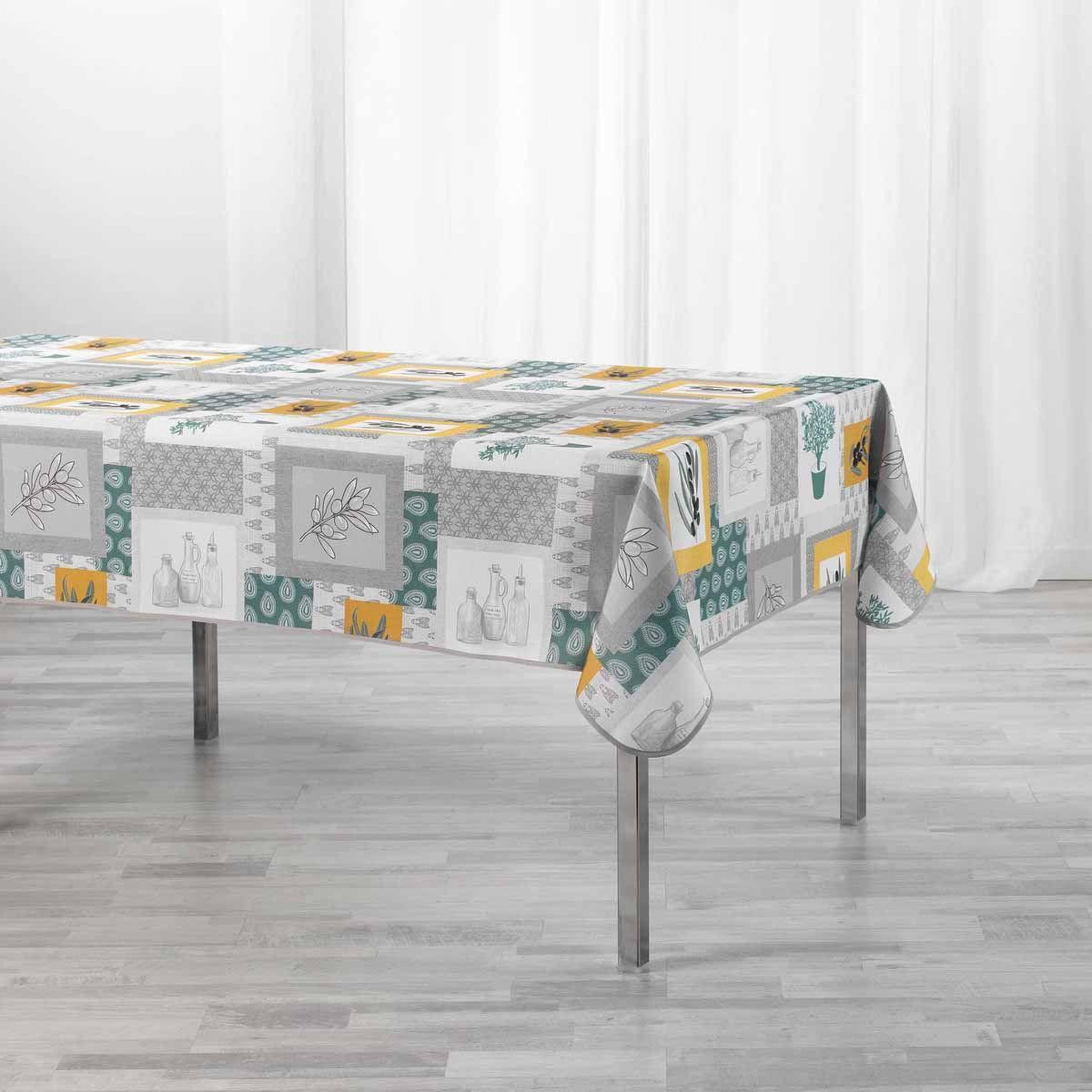 Douceur d'Intérieur Nappe antitache  graziella  150x240cm jaune & vert