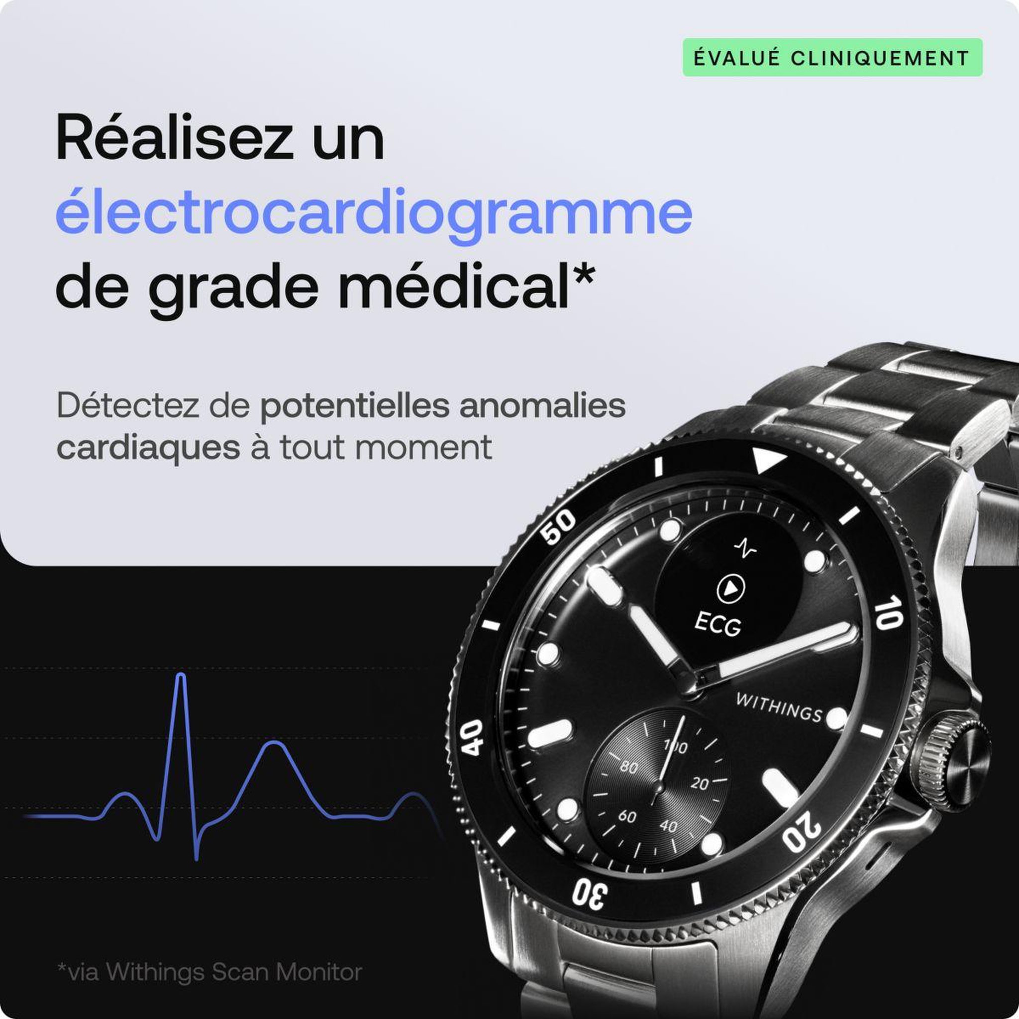 Voir la diapositive 2 : WITHINGS Montre santé Scanwatch Nova 42mm Noire
