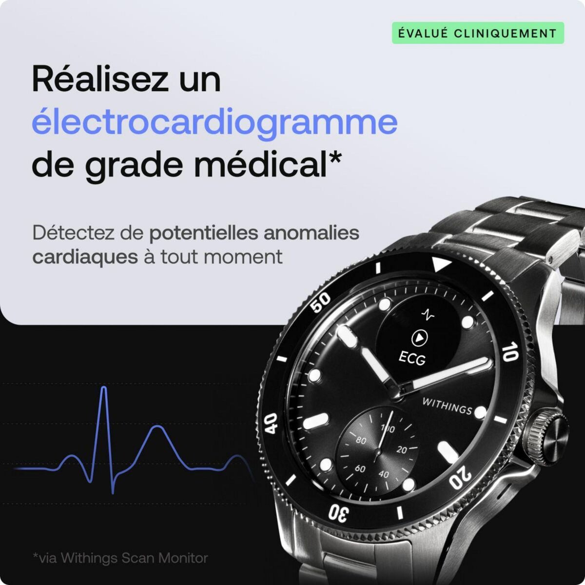 WITHINGS Montre santé Scanwatch Nova 42mm Noire