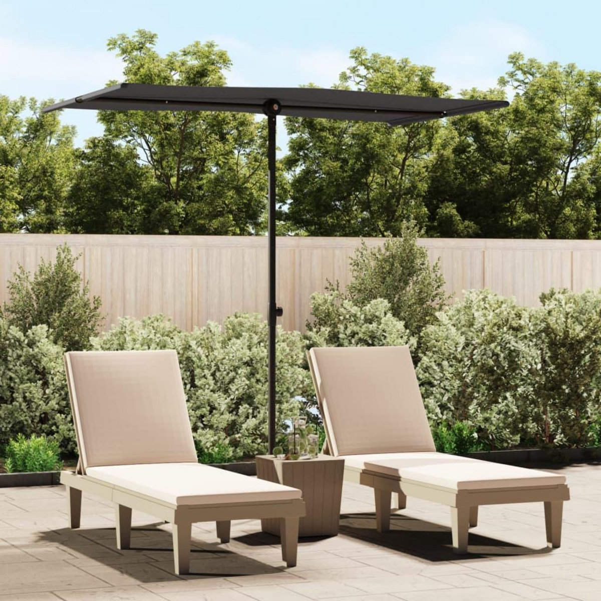 VIDAXL Parasol de jardin avec mat en aluminium 180x110 cm Noir