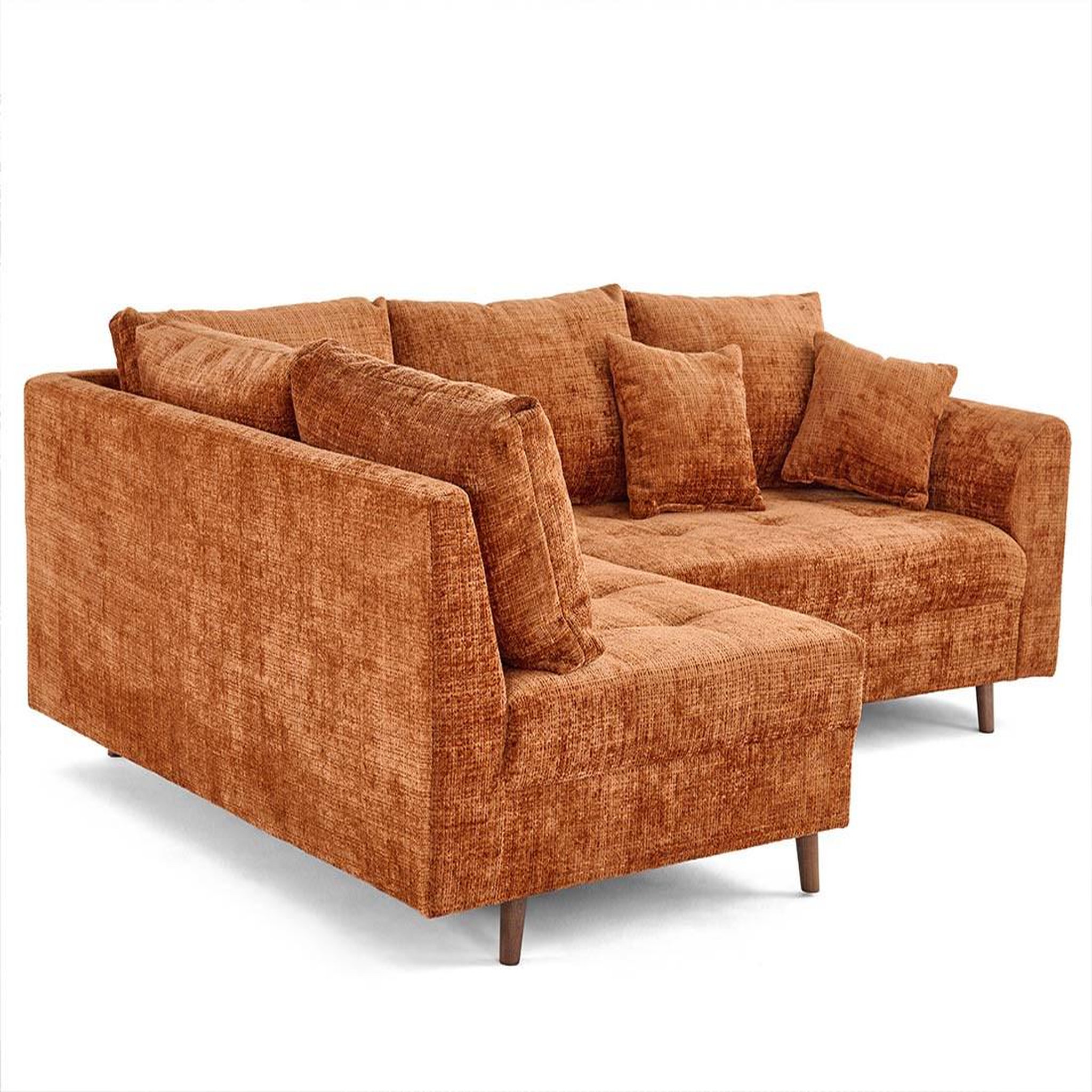 Voir la diapositive 5 : BEST MOBILIER Rune - canapé d'angle gauche 4 places en velours texturé