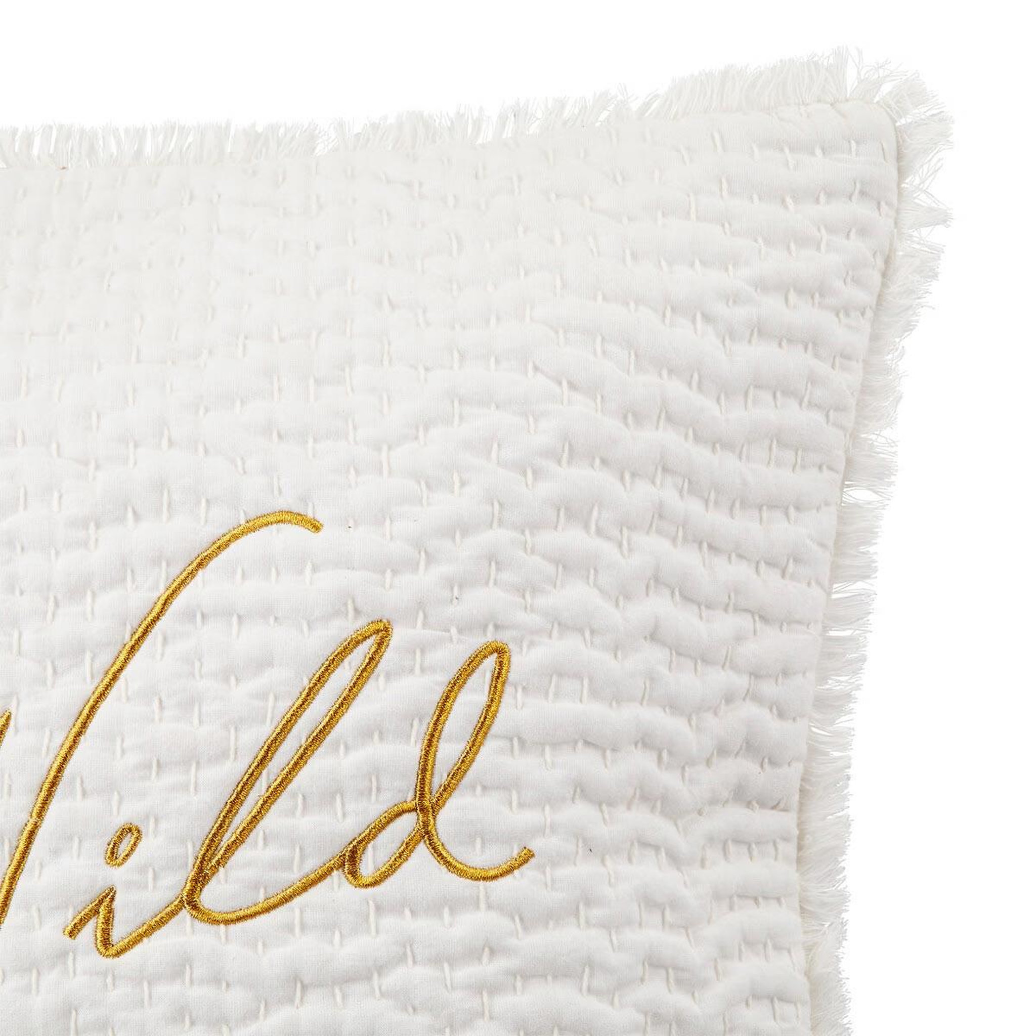 Voir la diapositive 2 : ATMOSPHERA Coussin déco brodé  wild  45x45cm blanc