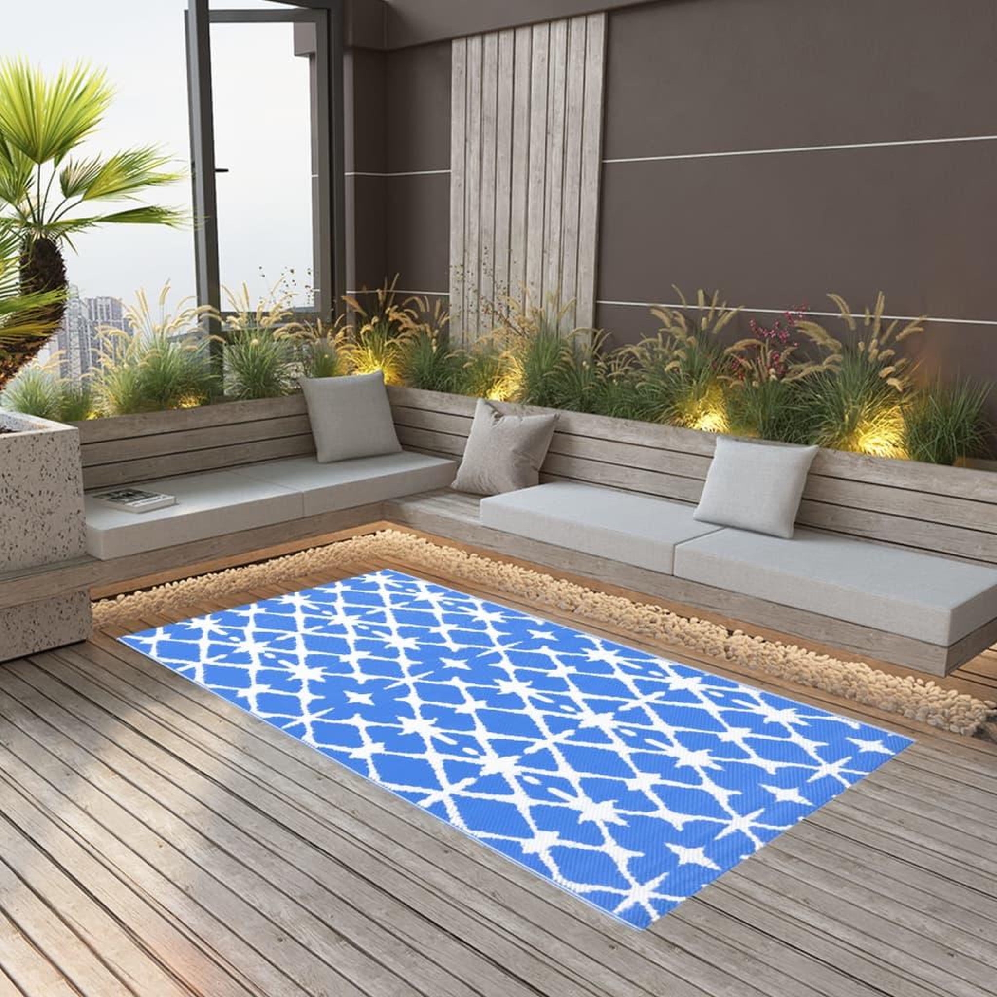 Voir la diapositive 1 : VIDAXL Tapis d'exterieur ARAKIL bleu et blanc 160x230 cm PP