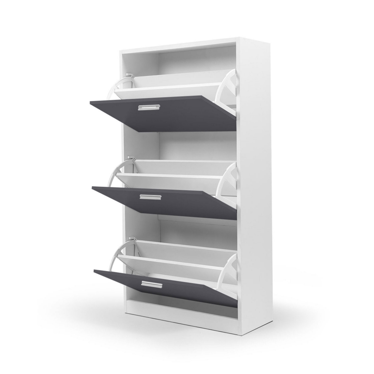 ID MARKET Meuble à chaussures 18 paires KLARK blanc 3 portes grises