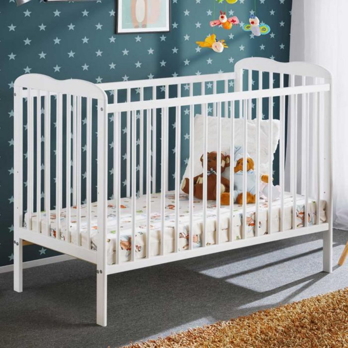Paris Prix Lit Bébé & Matelas  Ala  60x120cm Blanc Mat