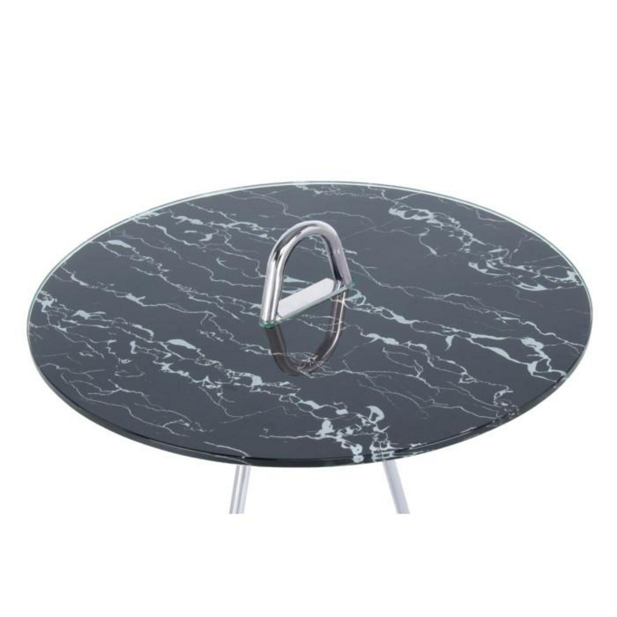 Paris Prix Table d'Appoint Design  Pendule  60cm Argent & Noir