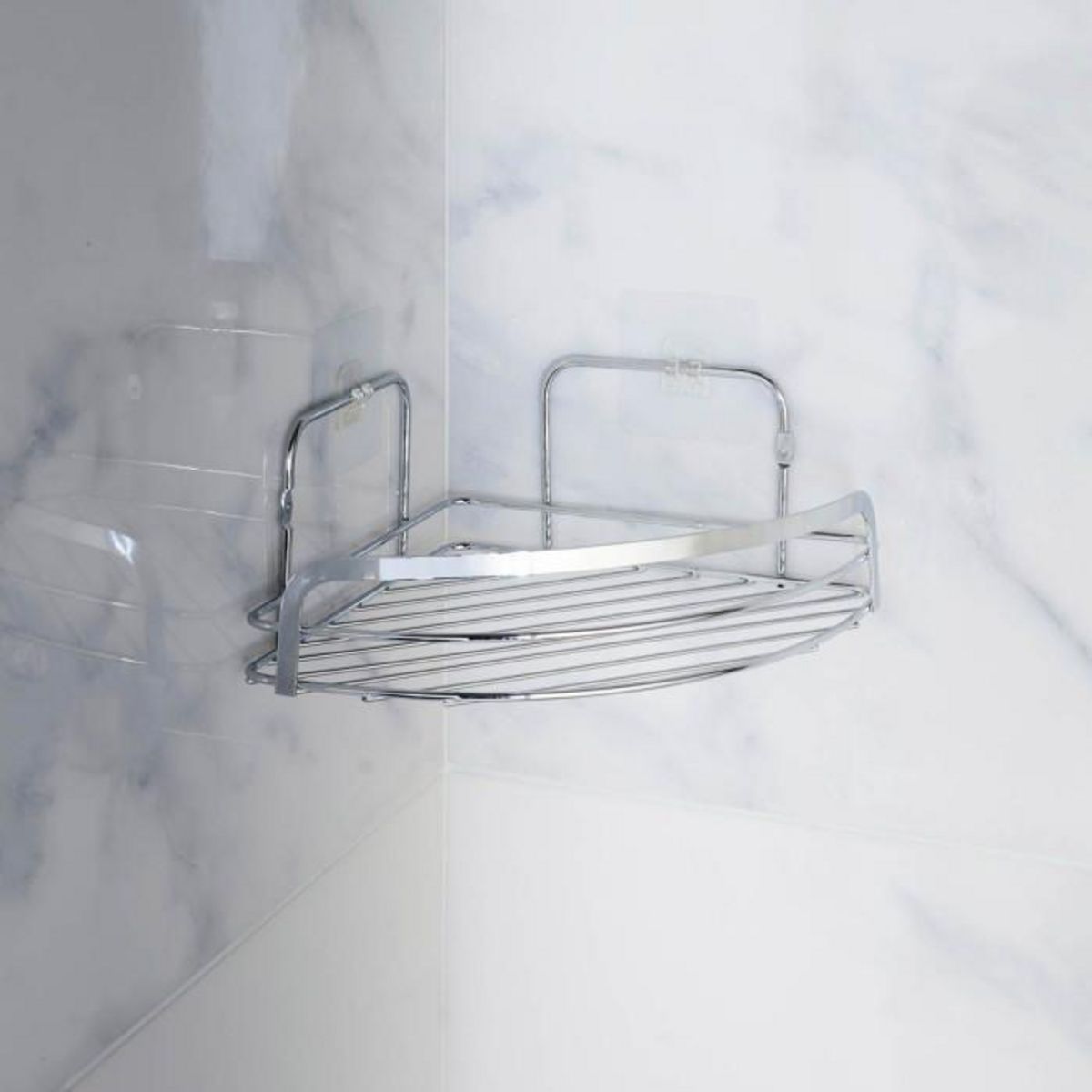 Paris Prix Panier de Douche Angle Adhésif  Filaire Premium  29cm Chrome