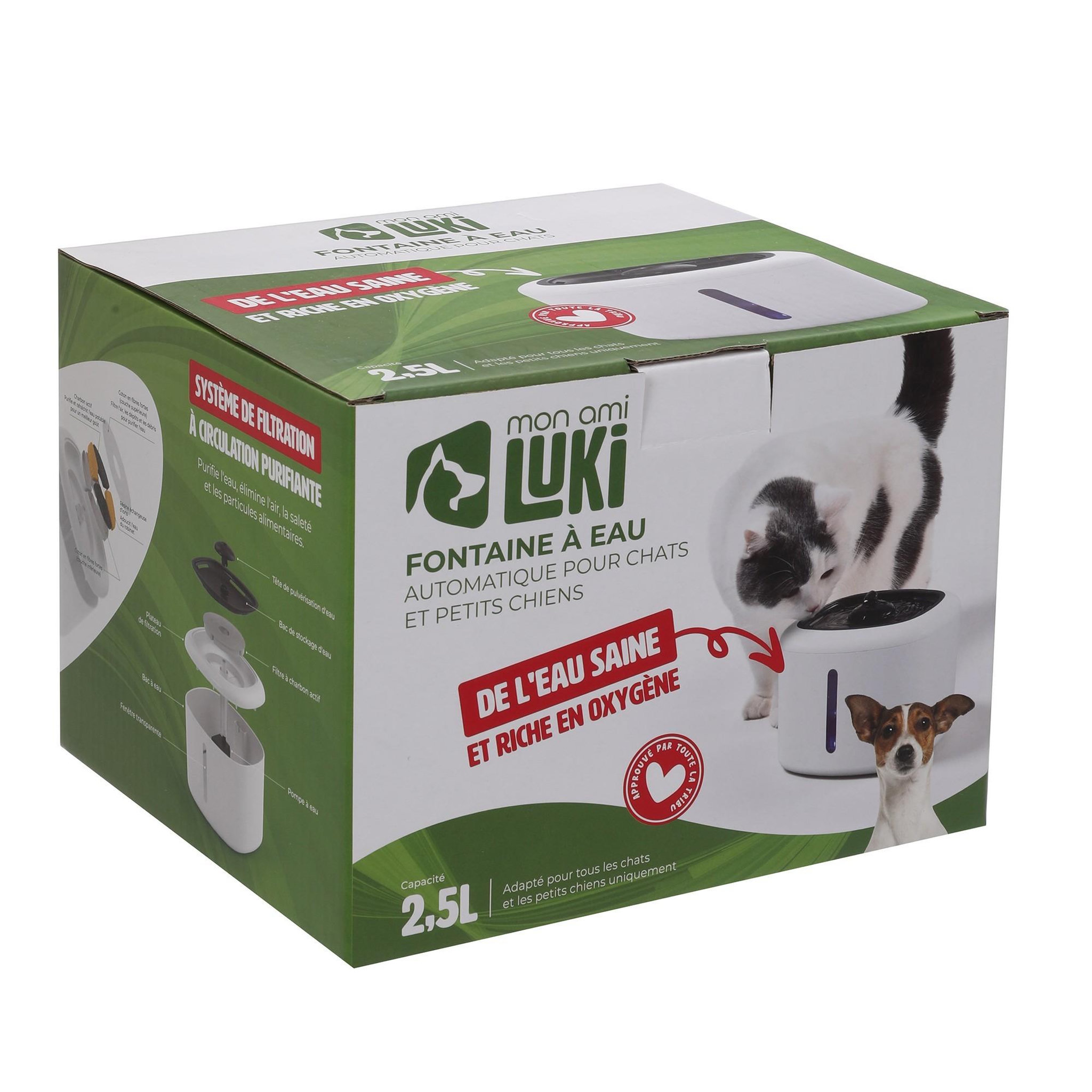 Voir la diapositive 2 : MON AMI LUKI Fontaine a eau avec filtration chargeur usb - 2,5 L