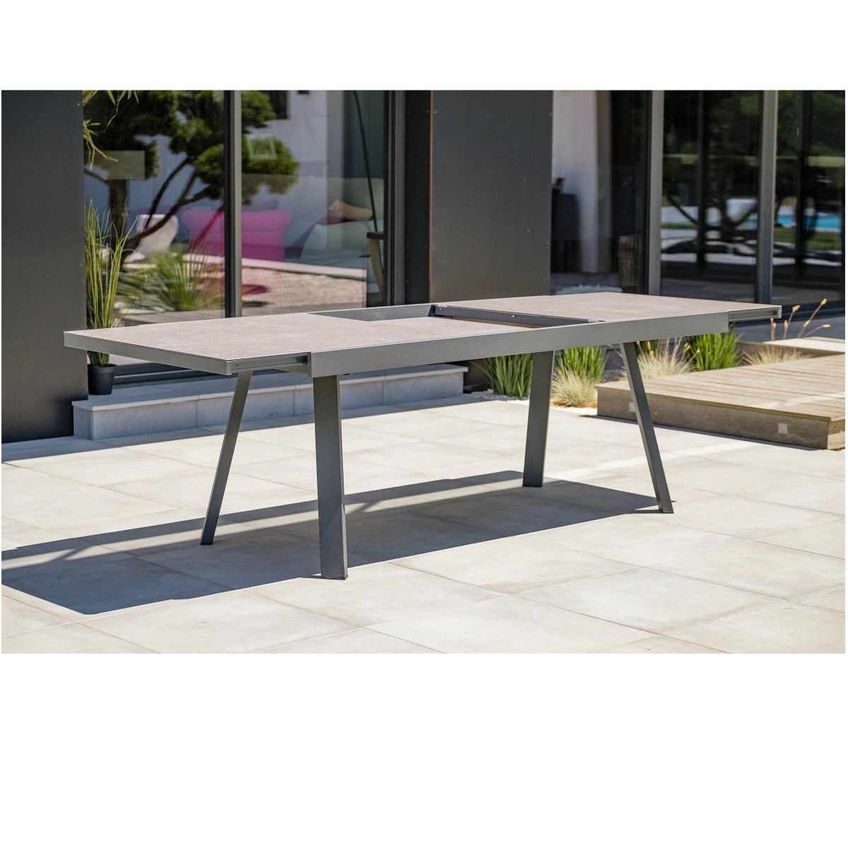 DCB GARDEN Salon de jardin - 8 places - Aluminium/céramique - Anthracite - STOCKHOLM