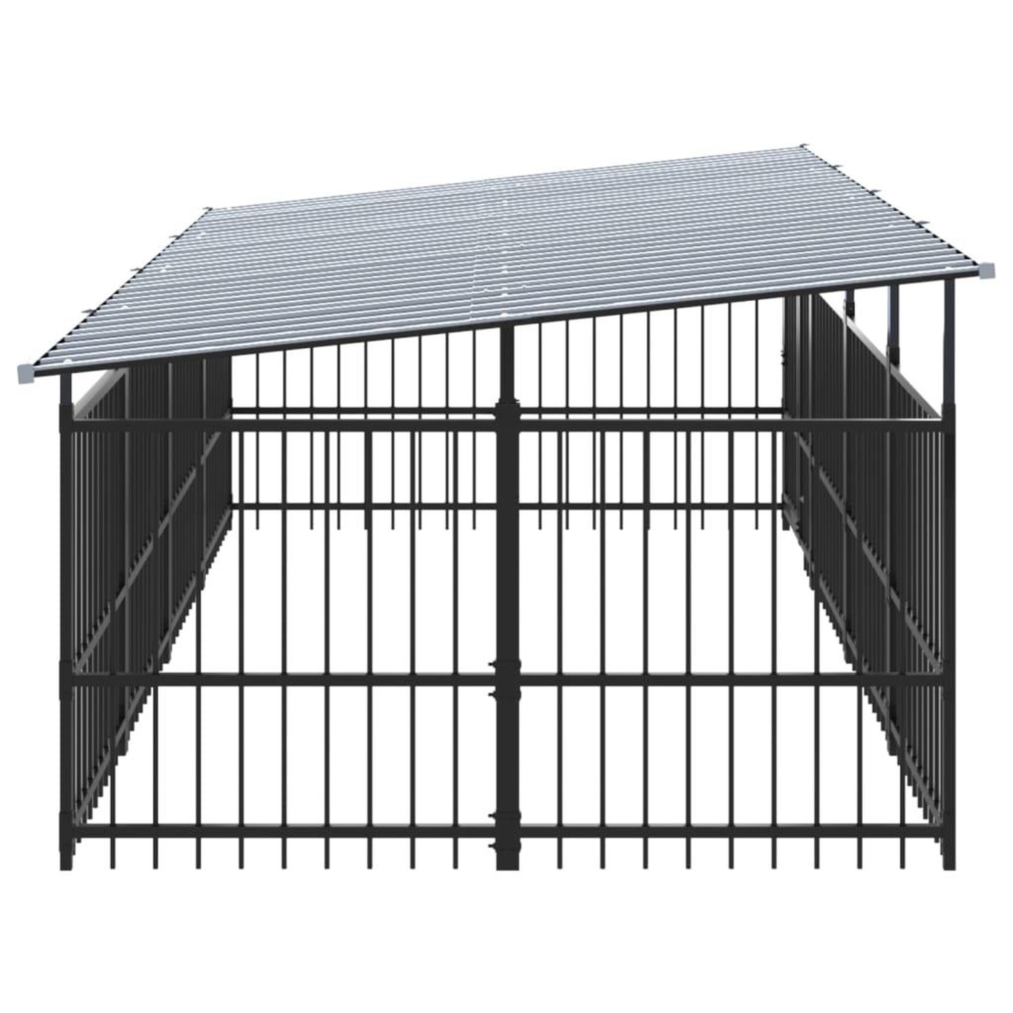 Voir la diapositive 4 : VIDAXL Chenil d'exterieur avec toit pour chiens Acier 7,51 m²