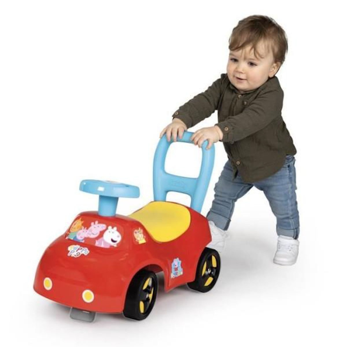 SMOBY Smoby - Porteur auto enfant 2 en 1 - Peppa Pig - Coffre sous la selle + klaxon - Des 10 mois - Fabrication française