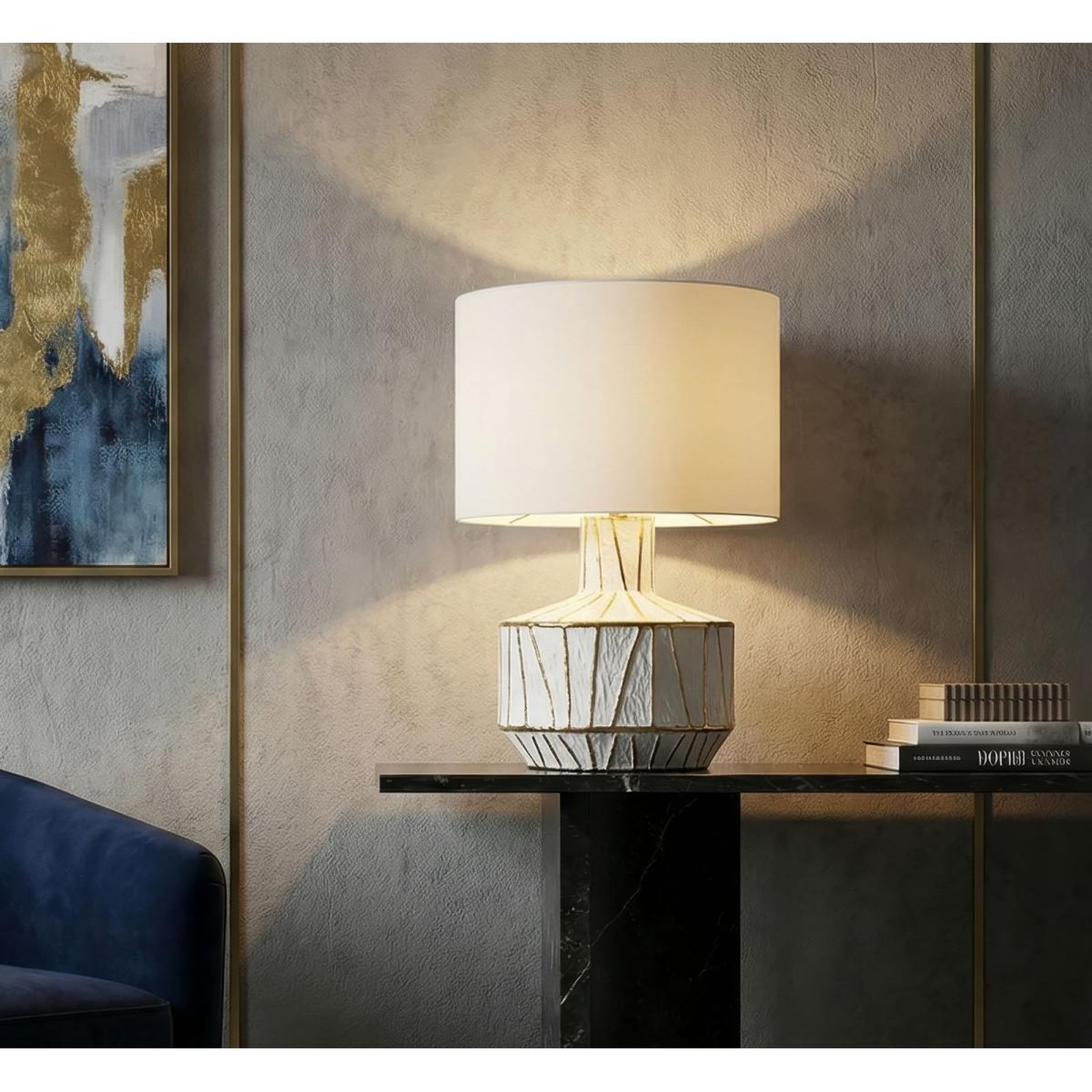Voir la diapositive 5 : Paris Prix Lampe à poser  tangeri  60cm blanc & or