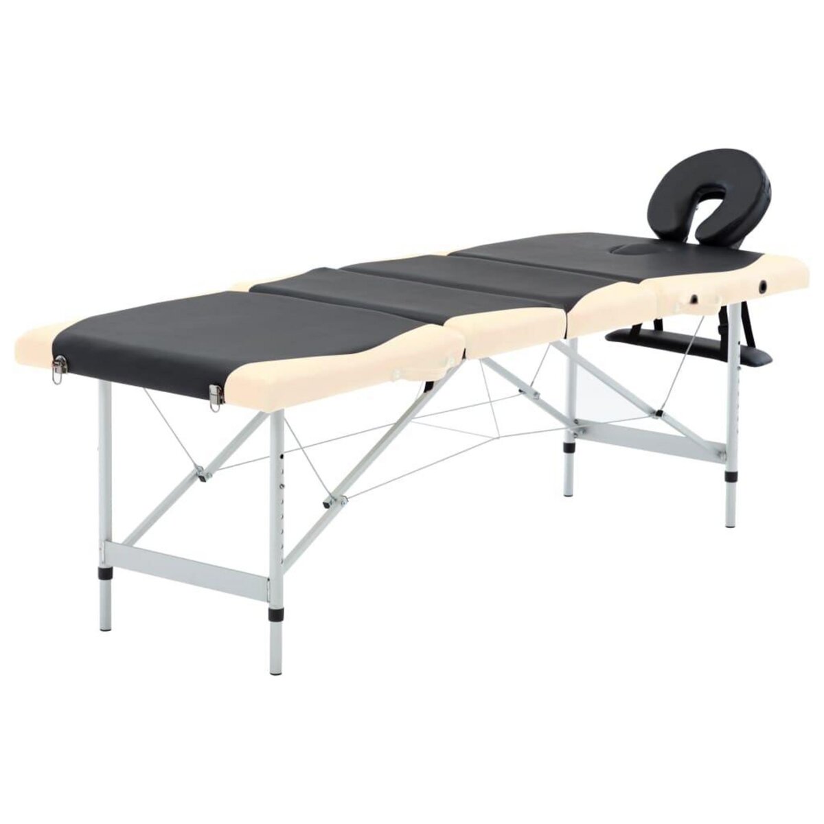 VIDAXL Table de massage pliable 4 zones Aluminium Noir et beige