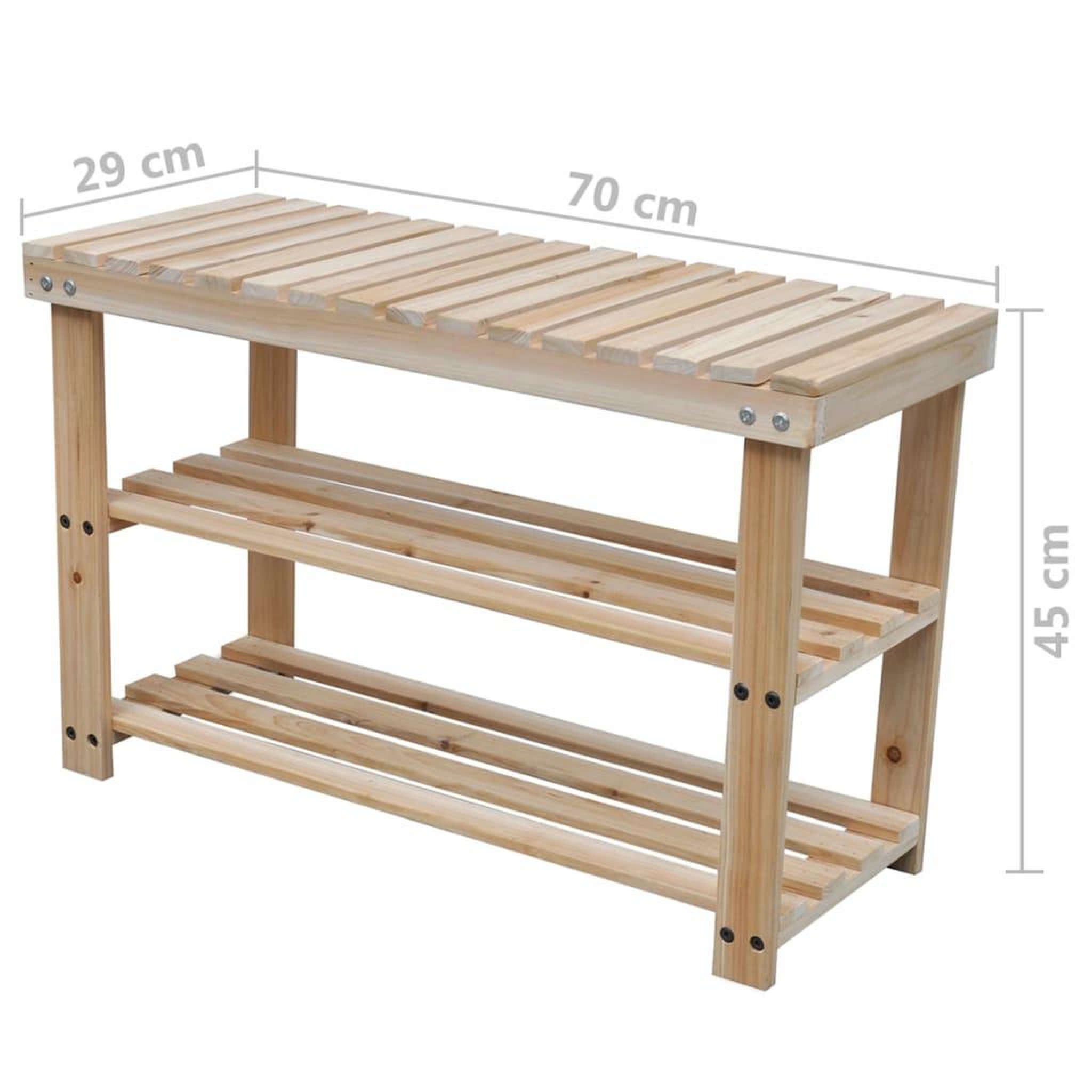 Voir la diapositive 4 : VIDAXL Etagere a chaussures 2 en 1 avec dessus banc 2 pcs Bois massif
