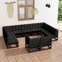 Voir la diapositive 1 : VIDAXL Salon de jardin 11 pcs avec coussins Noir Bois de pin massif