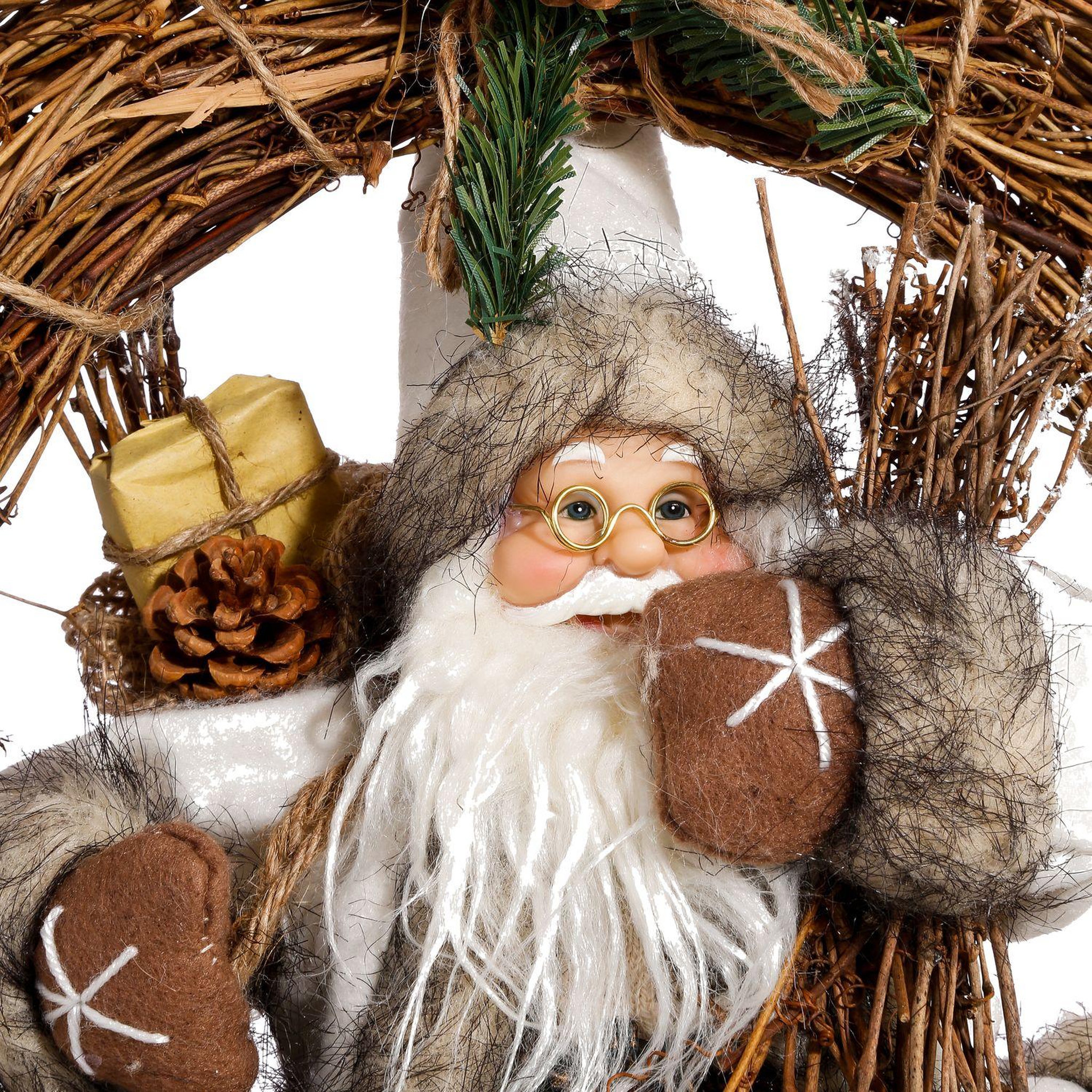Voir la diapositive 2 : FEERIC LIGHT & CHRISTMAS Couronne de noël en bois terre sauvage