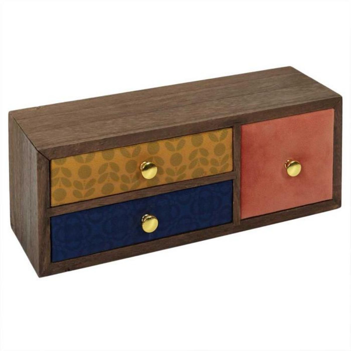 Paris Prix Boîte Déco 3 Tiroirs  Velours  30cm Multicolore